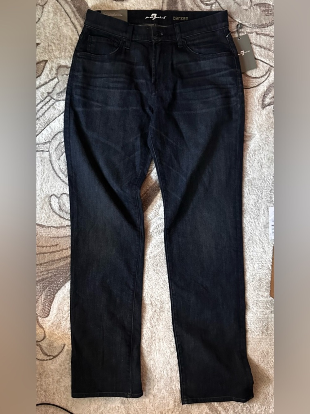 7 For All Mankind Carsen Men's Dark Blue ‘Easy Straight Leg’ Jeans NWT - Picture 4 of 9
